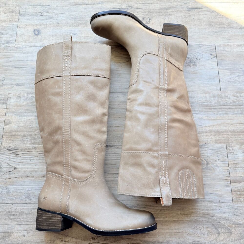 Lucky Brand Lucky Brand Hybiscus Wide Calf Riding Boots Grey Leather Tall 10